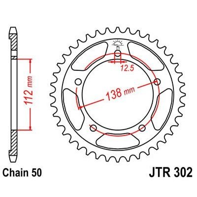 Звезда для мотоцикла задняя JT JTR302.43