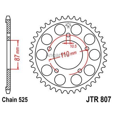 Звезда для мотоцикла задняя JT JTR807.49