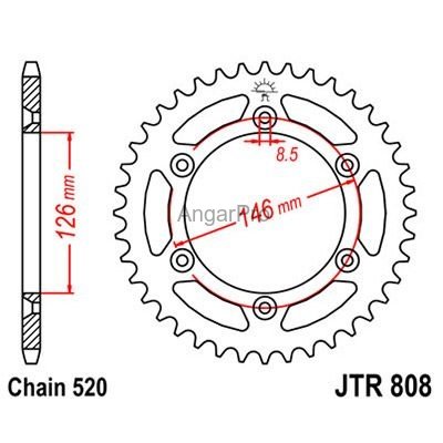 Звезда для мотоцикла задняя JT JTR808.49