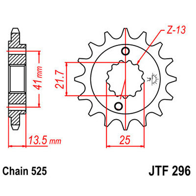 Звезда для мотоцикла передняя JT JTF296.16