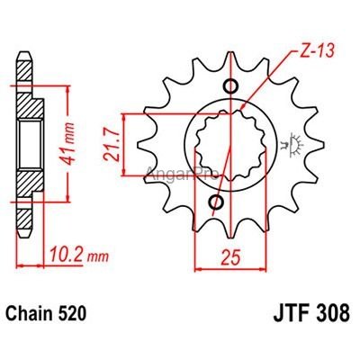 Звезда для мотоцикла передняя JT JTF308.15