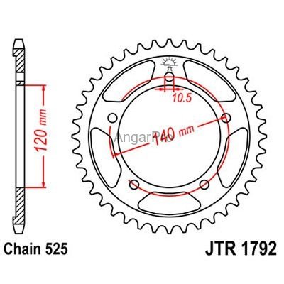 Звезда для мотоцикла задняя JT JTR1792.42