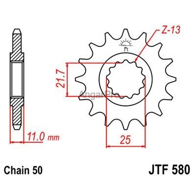 Звезда для мотоцикла передняя JT JTF580.16