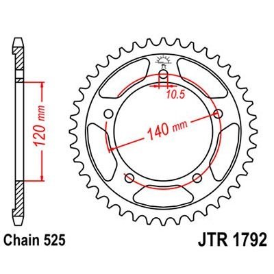 Звезда для мотоцикла задняя JT JTR1792.48