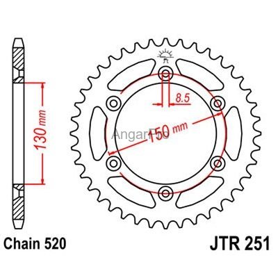 Звезда для мотоцикла задняя JT JTR251.50
