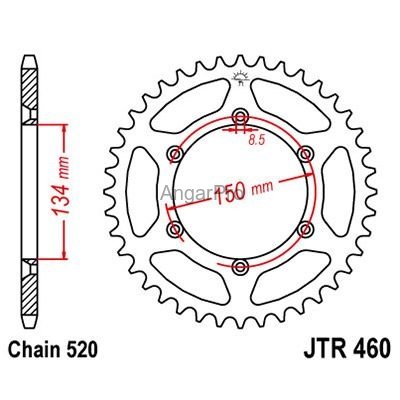 Звезда для мотоцикла задняя JT JTR460.42