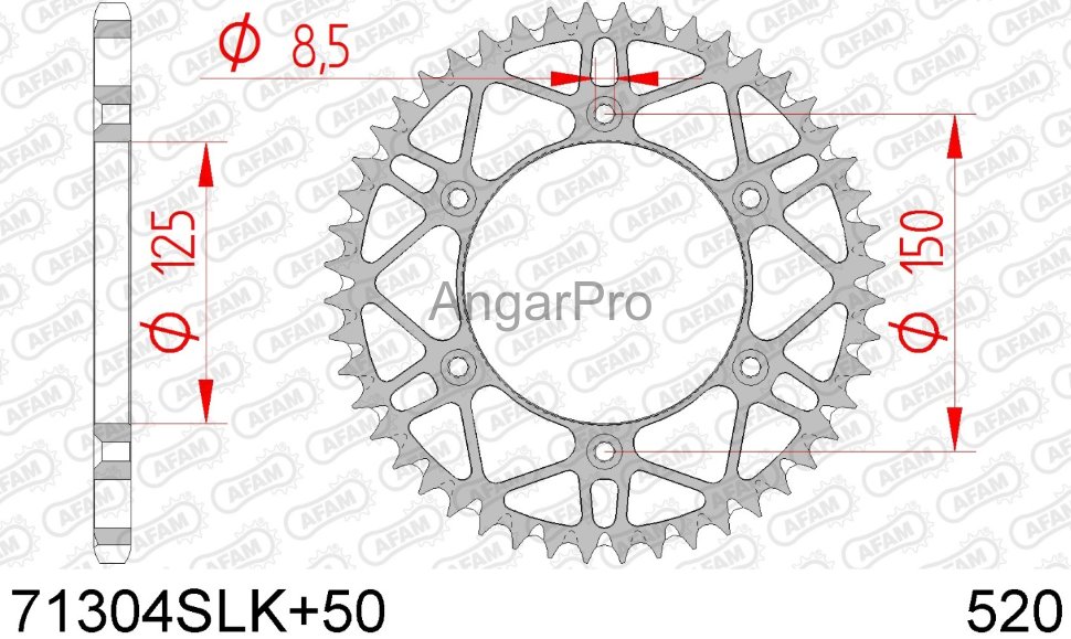 AFAM мото звезда ведомая afam стальная  71304slk+50