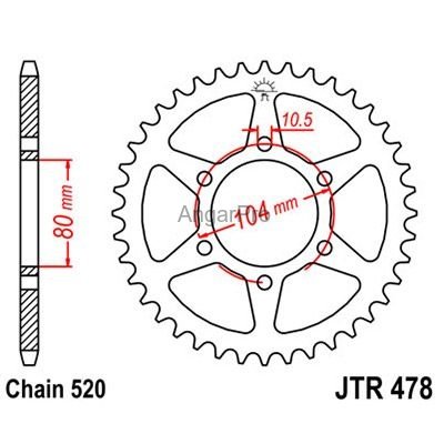 Звезда для мотоцикла задняя JT JTR478.43