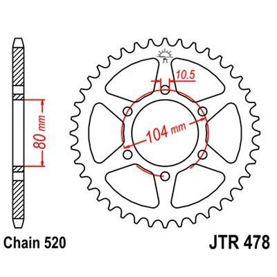 Звезда для мотоцикла задняя JT JTR478.45