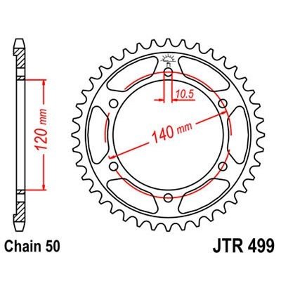 Звезда для мотоцикла задняя JT JTR499.48