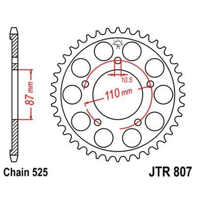 Звезда для мотоцикла задняя JT JTR807.44