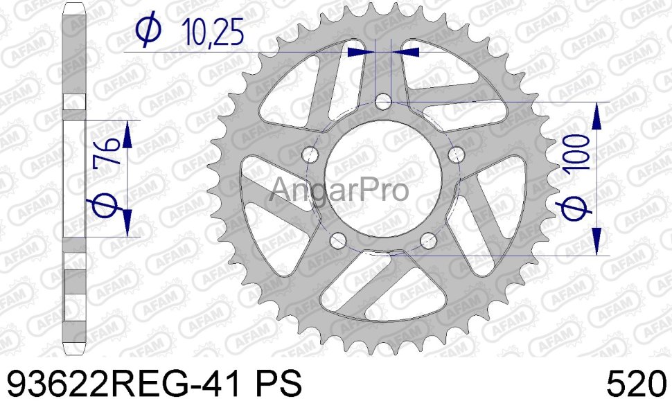 AFAM мото звезда ведомая afam алюминиевая  93622reg-41 ps