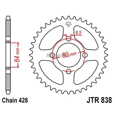Звезда для мотоцикла задняя JT JTR838.45