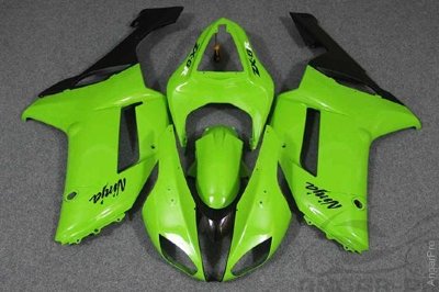 Комплект пластика для мотоцикла Kawasaki ZX-6R 07-08 Зелено-Черный