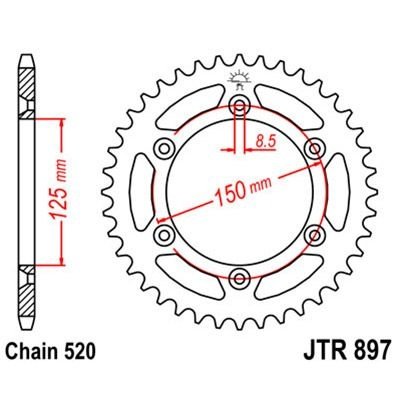 Звезда для мотоцикла задняя JT JTR897.48