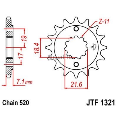 Звезда для мотоцикла передняя JT JTF1321.13